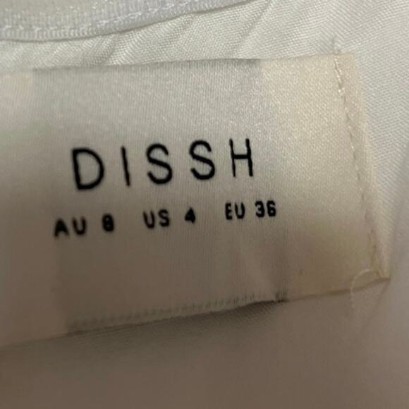 DISSH White 100% Linen Strapless Sleeveless Cutout Tube Midi Fit & Flare Dress 4 - Picture 3 of 4